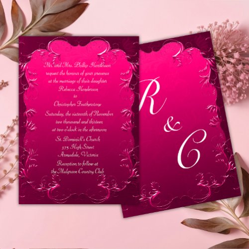 Romantic Elegance Pink Vintage Wedding Invitation