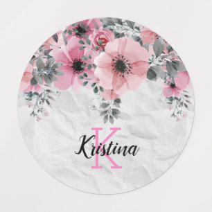Romantic Elegant Antique Floral Personalized Kids' Labels