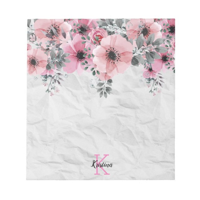 Romantic Elegant Antique Floral Personalized Notepad (Front)