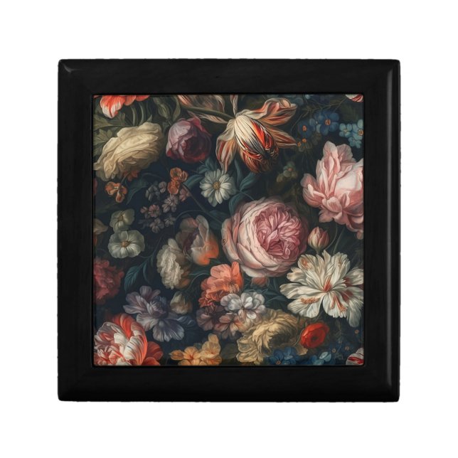 Romantic Elegant Baroque Flowers Oil Painting Gift Box (Front)