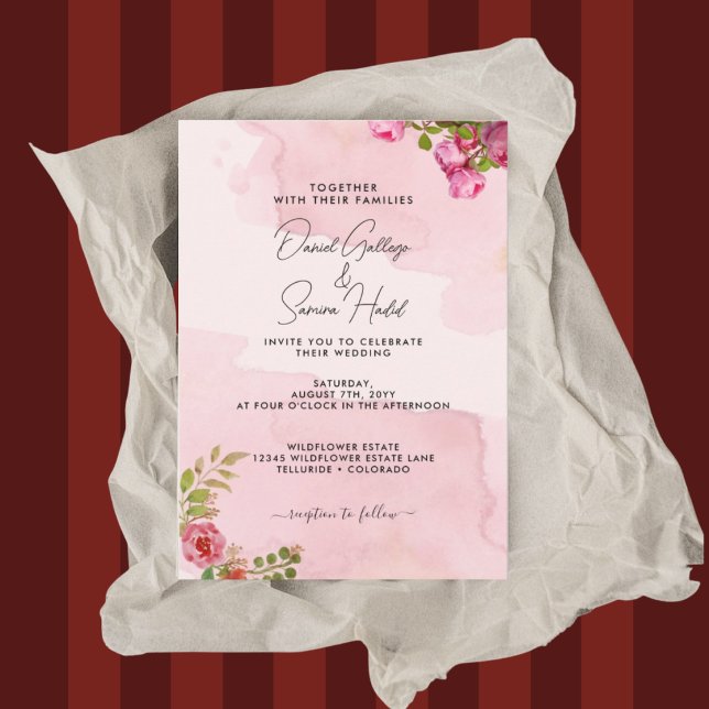 Romantic Elegant Blush Pink Floral Wedding Invitation (Creator Uploaded)
