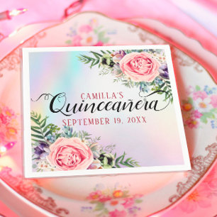 Romantic Elegant Charming Floral Quinceañera Napkins
