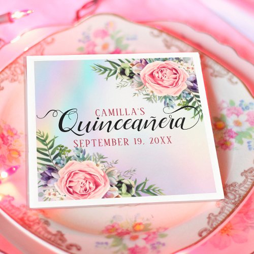 Romantic Elegant Charming Floral Quinceaera Napkins