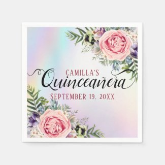 Romantic Elegant Charming Floral Quinceañera