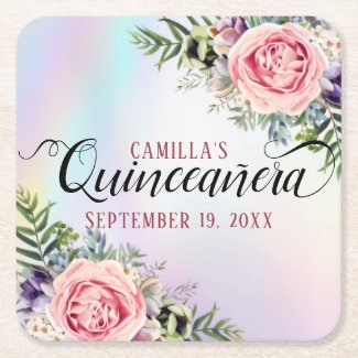 Romantic Elegant Charming Floral Quinceañera