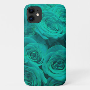 Romantic elegant classic teal-green roses iPhone 11 case