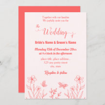 Romantic elegant coral pink floral wedding