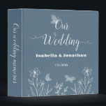 Romantic elegant dusty blue floral photo album 3 ring binder<br><div class="desc">Unique simple wedding photo album featuring romantic and elegant white flowers and butterflies on dusty blue background
FOR MORE MATCHING PRODUCTS click on the collection above or contact me.</div>