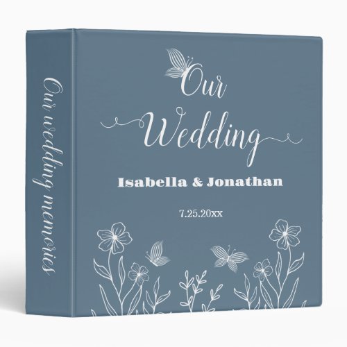 Romantic elegant dusty blue floral photo album