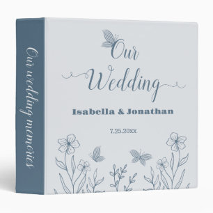 Romantic elegant dusty blue floral photo album 3 ring binder