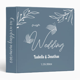 Romantic elegant dusty blue floral photo album 3 ring binder