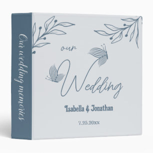 Romantic elegant dusty blue floral photo album 3 ring binder