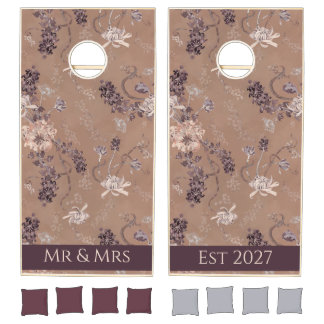 Romantic Elegant Fall Terracotta Moody Floral Cornhole Set