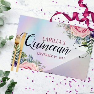 Romantic Elegant Floral Quinceañera Paper Placemat