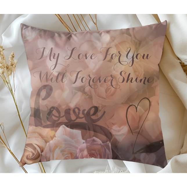 Romantic Elegant Floral Sunset with Cream Roses Throw Pillow (Creator Uploaded)