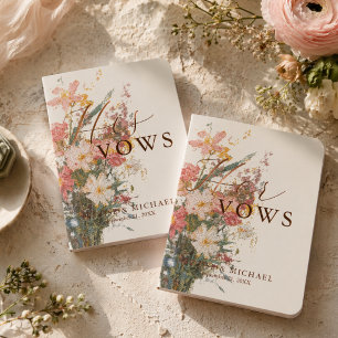 Romantic Elegant Floral Wedding His and Her Foil Vow Books