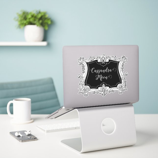 Romantic,Elegant French Framed Personalized Sticker (Laptop On Desk)