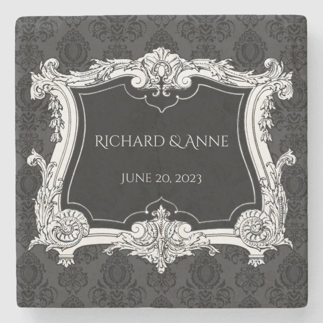 Romantic,Elegant French Framed Stone Coaster (Front)