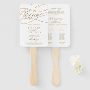 Romantic Elegant Gold Calligraphy Program Fan