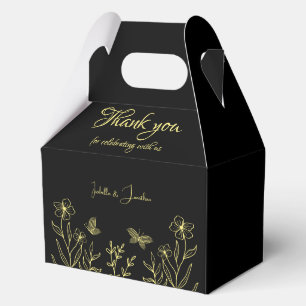 Romantic elegant gold floral black wedding favor boxes