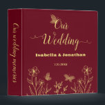 Romantic elegant gold flower burgundy photo album 3 ring binder<br><div class="desc">Unique simple wedding photo album featuring romantic and elegant gold flowers and butterflies on burgundy background
FOR MORE MATCHING PRODUCTS click on the collection above or contact me.</div>