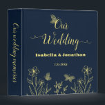 Romantic elegant gold flower navy photo album 3 ring binder<br><div class="desc">Unique simple wedding photo album featuring romantic and elegant gold flowers and butterflies on navy background
FOR MORE MATCHING PRODUCTS click on the collection above or contact me.</div>
