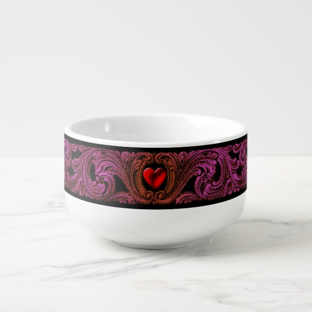Romantic, Elegant Goth Heart Soup Mug (Front)