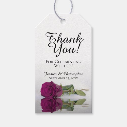 Romantic Elegant Magenta Rose Wedding Thank You Gift Tags