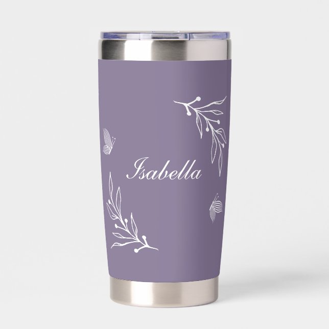 Romantic elegant mauve floral insulated tumbler (Front)