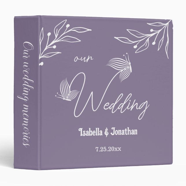 Romantic elegant mauve floral photo album 3 ring binder (Front/Spine)
