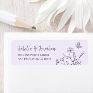 Romantic elegant mauve floral return address label