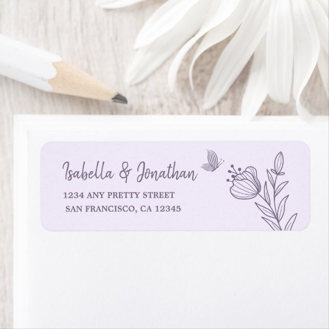 Romantic elegant mauve floral return address label (Insitu)