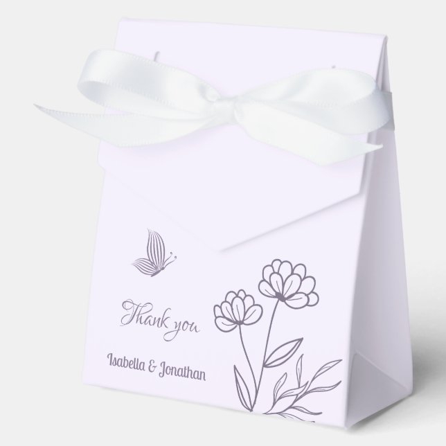 Romantic elegant mauve floral wedding favor boxes (Front)