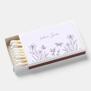 Romantic elegant mauve floral wedding matchboxes