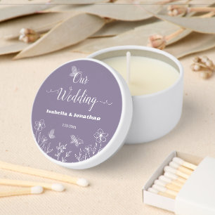 Romantic elegant mauve floral wedding mini candle favors