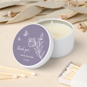 Romantic elegant mauve floral wedding mini candle favors