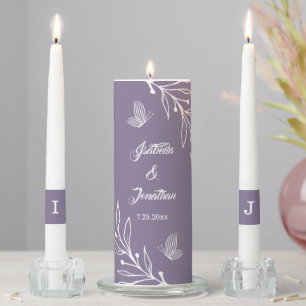 Romantic elegant mauve floral wedding unity candle set