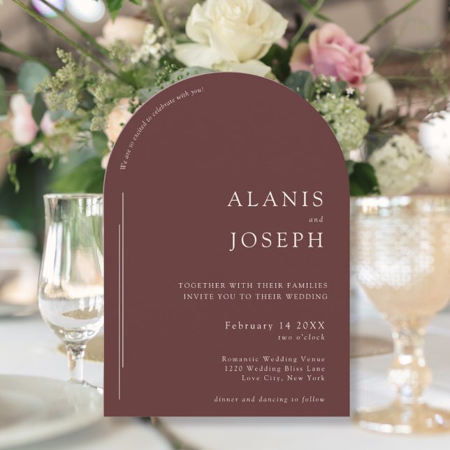 Romantic Elegant Minimalist Dark Burgundy Wedding Invitation (Creator Uploaded)