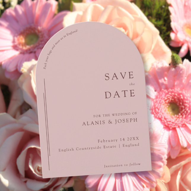 Romantic Elegant Minimalist Pale Rose Arch Wedding Save The Date (Creator Uploaded)