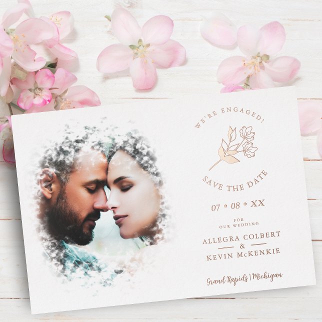Romantic Elegant Overlay Misty Effect Photo  Foil Invitation (Creator Uploaded)