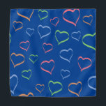 Romantic Elegant Pastel Hearts Pattern Bandana<br><div class="desc">Unique hollow,  asymmetrical hearts in a clean,  cheerful,  and colorful pattern of dark peachy orange,  dusky blue,  light spring green,  and rosey pink. Romantic and pretty,  elegant in its simplicity. Shown on a blue background; you can edit the design to change the color.</div>