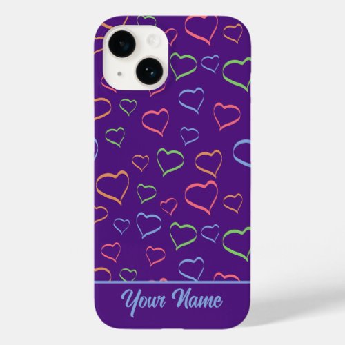 Romantic Elegant Pastel Hearts Pattern Case_Mate iPhone 14 Case