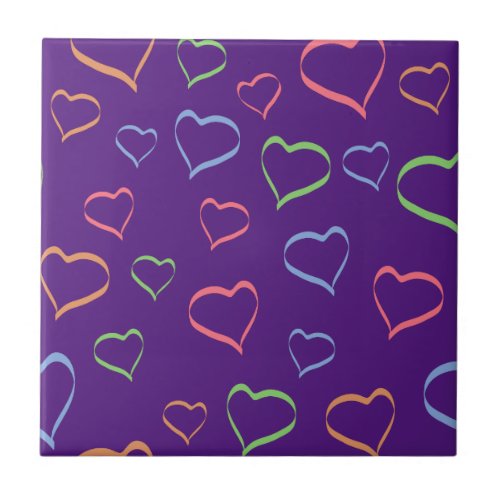 Romantic Elegant Pastel Hearts Pattern Ceramic Tile