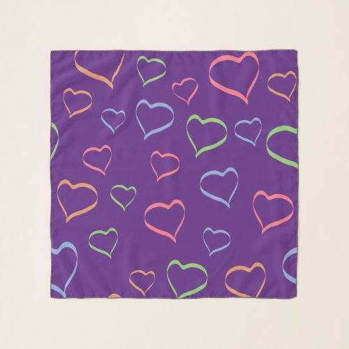 Romantic Elegant Pastel Hearts Pattern Scarf