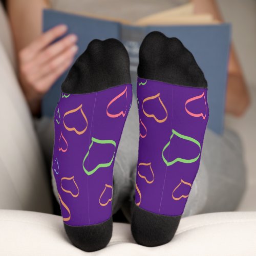 Romantic Elegant Pastel Hearts Pattern Socks