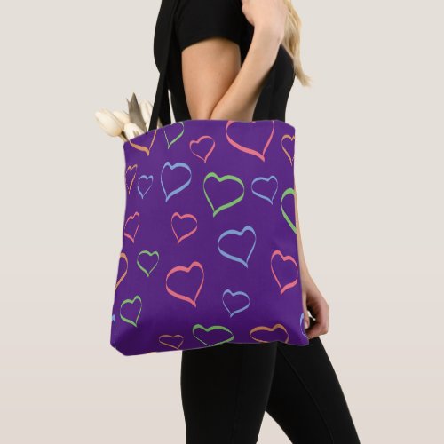 Romantic Elegant Pastel Hearts Pattern Tote Bag