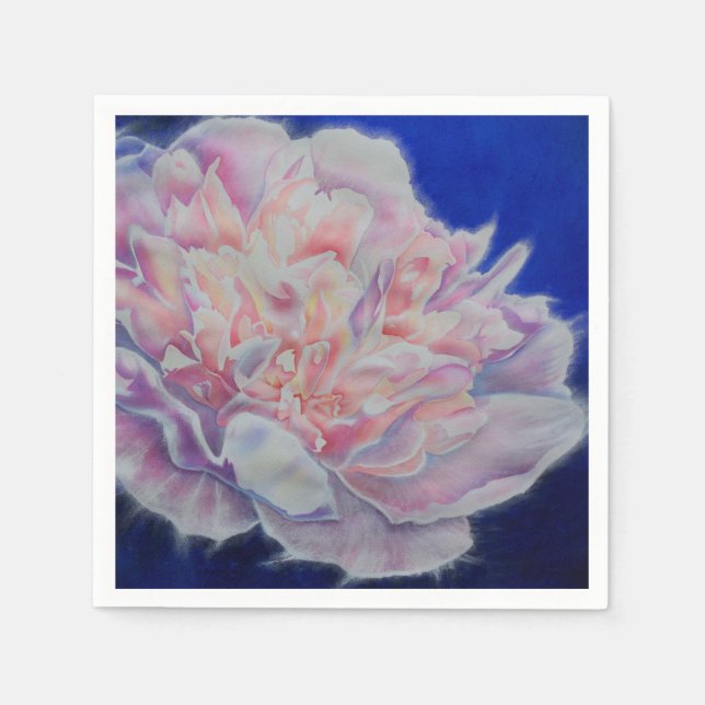 Romantic elegant pink blue pastel  painting  paper napkins (Front)