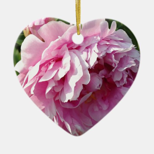 Romantic elegant pink floral Pink Peonies Ceramic Ornament