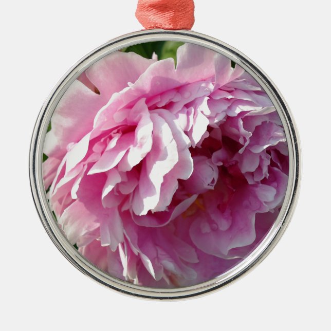 Romantic elegant pink floral Pink Peonies Metal Ornament (Front)