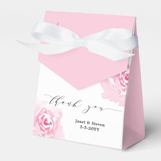 Romantic Elegant Pink Roses  favor box (Front Side)